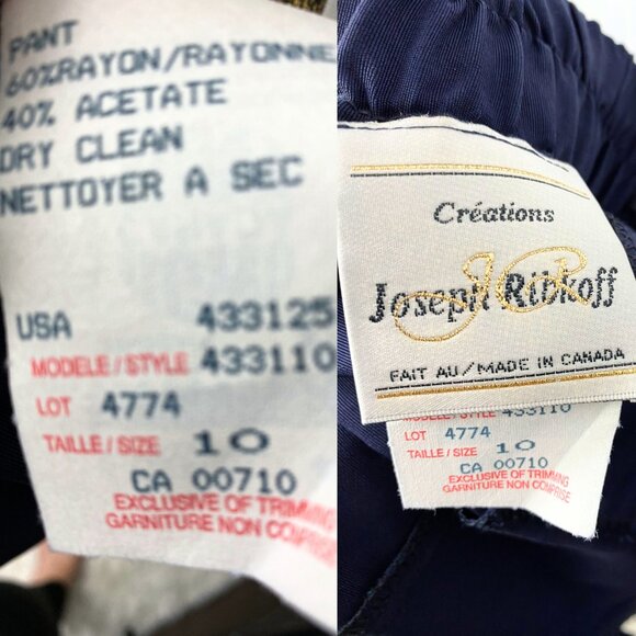 Vintage 90s Joseph Ribkoff midnight navy high-waisted trousers small medium - Picture 4 of 5